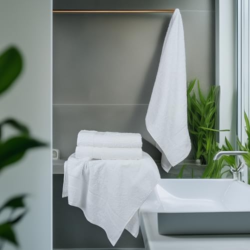 Commercial Bulk Pack of 12 Small Bath Towels – 100% Cotton Terry 24" x 46" – Ideal for Hotels, Salons, Gyms, Spas & Institutional Use – White - color: White, size: 24"x46" - PK 12