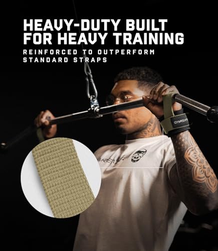 Gymreapers Weight Lifting Straps With Dowel - Wrist Straps for Weightlifting - Workout Deadlift Wrist Weights - Reinforced Stitching & Padded Fit Gym Accessories for Strength & Gym Hand Grip - color: Desert Sand