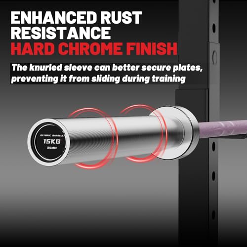 PAPABABE Olympic Barbell, 4ft/5ft/6ft/6.5ft Straight Barbell Womens Olympic Barbell for Strength Training and Technique Adjusting, 2 inch Olympic Bar with Moderate Knurling For Bench Press, Squats Curls Deadlifts Weightlifting - color: 6.5ft Elite LightPi