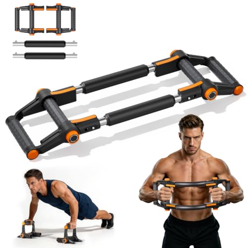Twister Arm Trainer, 3-Mode Chest Exerciser with Push Up Bars | 50/80/110 LBS Resistance, Power Twister Bar, Upper Body Workout Equipment, For Home Gym, Chest Arms Shoulders