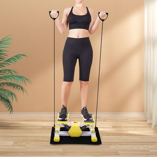Mini Steppers for Exercise at Home, Stair Steppers Machine with Resistance Bands and Super Quiet Design, Portable Home Exercise Equipment with LCD Monitor, 300LBS Loading Capacity