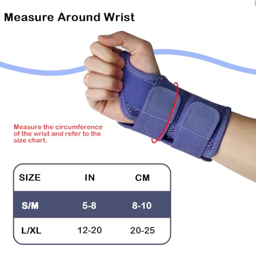 NuCamper Wrist Brace Carpal Tunnel Right Left Hand for Men and Women, Night Wrist Sleep Supports Splints Arm Stabilizer with Compression Sleeve Adjustable Straps,for Arthritis,Tendonitis,Sprained - size: Small/Medium (Pack of 1), style: Left Hand-Navy