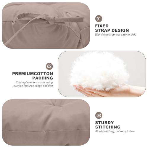 Outdoor Swing Cushions,Waterproof Swing Cushions 3 Seater Replacement with Backrest,Outdoor Thickened Bench Cushion with Ties for Porch,Patio,Backyard,Garden and Lawn (Khaki 60 * 40 in) - color: Khaki, size: 60x 40 inches