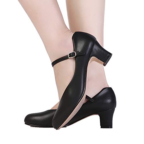 Stelle 2" Ankle Strap Character Shoes for Women | 2-inch heel,Adjustable ankle strap,Memory foam insole,Rubber outsole,Breathable lining - color: 2''black, size: 9.5