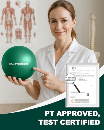 Trideer Exercise Balls Physical Therapy, 9 Inch Pilates Ball Between Knees for Physical Therapy, Mini Exercise Ball - Yoga Ball, Small Workout Balls for Core Strength and Back Support with Guide - color: Forest（with pump）