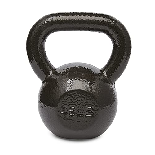 Amazon Basics Cast Iron Kettlebell for Strength Training, Textured Wide Handle, Black