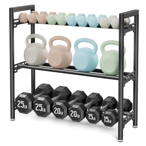 Upgraded Dumbbell Rack, 600LBS | 250LBS Heavy Duty Weight Rack for Home Gym, Weight Rack for Dumbbells & Kettlebells Organizer (Rack Only) - size: 3 Tier