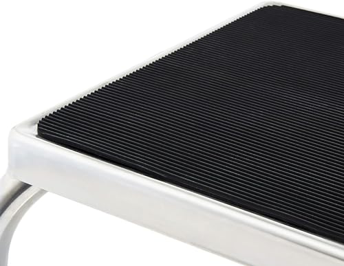 Vaunn Medical Foot Step Stool 350lbs Heavy-Duty Welded Steel Legs, Fully Welded Single Construction Frame, Anti-Skid Rubber Platform - color: Chrome Without Handle
