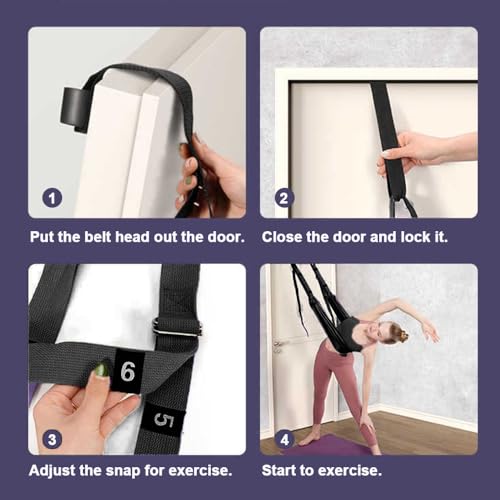 Leg Stretcher Strap - Yoga Stretching Strap,Yoga Door Swing,Backbend Training Rope with Door Anchor, Flexibility Trainer Stretching Equipment Assist Stretch Strap for Fitness Gymnastics Dance Aerial Ballet (purple) - color: black