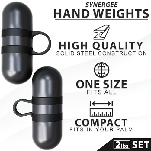 Synergee Cardio Hand Weights. Steel Hand Weights Dumbbell Set with Anti-Slip Silicone Finger Loop for Workout, Fitness, Training for Men and Women. Sold In Pairs. Available in 1lb, 1.5lb and 2lb Sets - color: 4LB Black