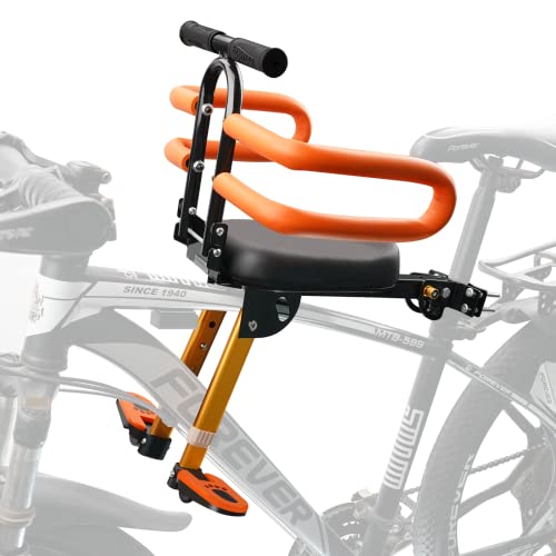 Child Bike Seat for Adult Bike,Retractable Baby Bike Seat Front Mounted for Children 2-6 Years Old - color: gold