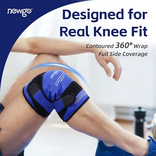 NEWGO Knee Ice Pack Wrap, 360° Full Wrap, Blue | Y-shaped Strap Stays Put, Reusable for Knee Replacement, ACL, Arthritis, Swelling, and Sports Injuries, 21.7" x 9.8" - color: Regular Blue 1-pack