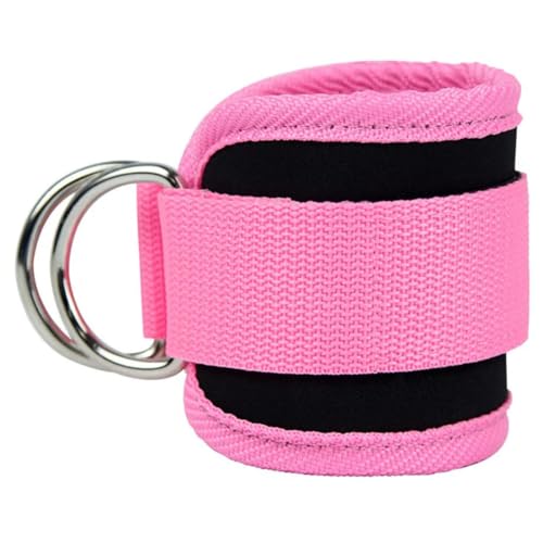 Ankle Strap Ankle Resistance Band Wrist Cuff Padded Strap Adjustable Fitness Glute Kickback D-Ring for Cable Machine Gym Foot Leg Training Brace Support 1 Pack - color: pink