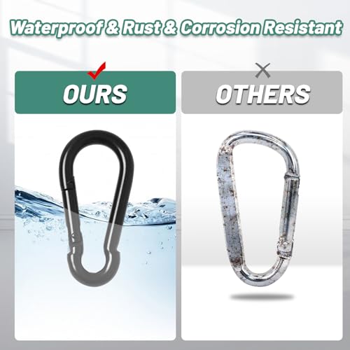 Pixel Panda Heavy Duty Carabiner 1000lbs for Gym & Outdoor - color: 4pcs-3.15inch Black