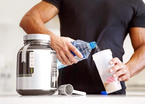 Blender Shaker Bottle w. BPA free, Leak Proof, Embossed Ounce & Milliliter Markings ,Best Shaker Bottle for Protein Powder-Juice Mixer, Fitness Shaker Cup w. Whisk Ball(Clear Body-16 Oz, Red)