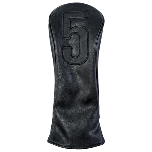 Golf Club Covers – Blackout Leather Driver Headcover, Fairway Wood, 3 Wood, Hybrid, Fits Mallet Blade Putter Head Covers Alignment Stick Cover - size: SET