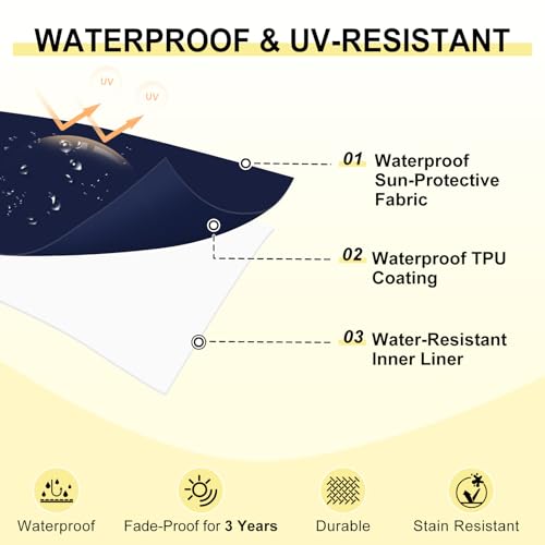 downluxe Outdoor Bench Cushion Waterproof, 48 x 18 Inch Patio Furniture Cushions with Adjustable Ties & Portable Handle, Porch Swing Cushions, Bench Cushions for Outdoor Furniture, Navy - color: Navy, size: 48x18x3 Inch