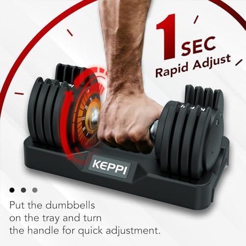Keppi Adjustable Dumbbells Set-25lb/40lb/55lb/60lb, Anti-Slip Metal Fast Adjust Weight Handle, Exercise & Fitness for Full Body Workout - Adjustable Dumbbell Series - style: 25LB-Pair