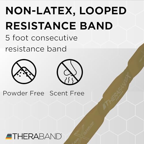THERABAND CLX Resistance Band with Loops, 5 Feet, Silver, Super Heavy, Non-Latex, Elastic Band for Exercise, Mobility & Rehab, Stretching, Home Workouts, Color-Coded for Easy Resistance Levels - color: Level 7 / Elite - Gold