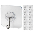 Wall Hooks - 33 lbs Max, Transparent, Seamless, Waterproof & Oilproof, Heavy Duty Adhesive Coat & Towel Hooks (10 Pack)