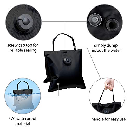 Eurmax USA 4Pcs Pack Water Weight Bags for Light Stand Photography Video Equipment,Heavy Duty Saddlebag for Backdrop Stand,Photo Tripod,Canopy,Umbrella Base,Fishing Chair,Picnic Table and etc(Black) - color: 4pcs-black, style: water