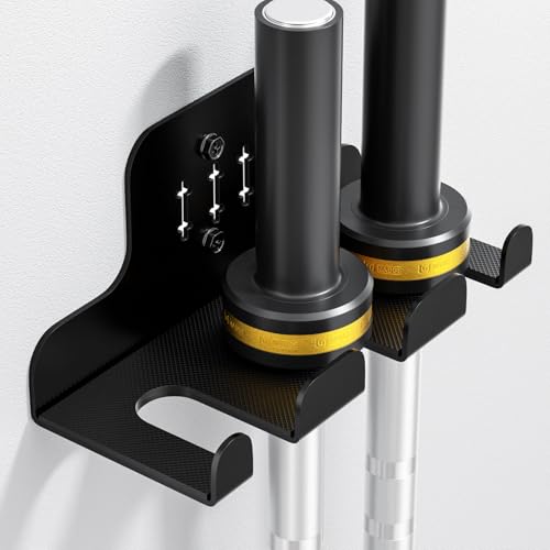 JNIHEEP Barbell Wall Holder,Olympic Hanger,Garage Gym Bar Wall Rack,Vertical Barbell Mount Rack,Space Saving Commercial or Home Gym Accessory,Holds Under 33mm Bar Size(Black) - color: Black 3 hooks