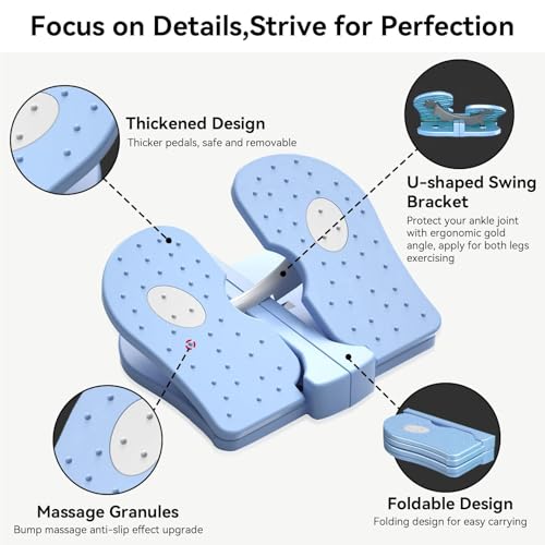 Mini Stepper Trainer, Reinforced Nylon Foot Stepper Exercise Machine Quiet Stair Stepper Foldable Leg Exerciser Peddle for Home Office - color: Blue