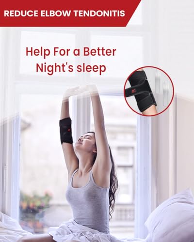 Hurmoya Elbow Brace Night Sleep, Cubital Tunnel, Ulnar Nerve Entrapment | Comfortable Compression Sleeve Immobilizer, Elbow Splint with 2 Removable Metal Splints, Pain Relief for Men and Women (M) - size: Medium