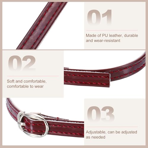 uxcell Replacement Ankle Strap for Heels Detachable Shoe Straps PU Leather Shoe Band - color: Piano Wine Red