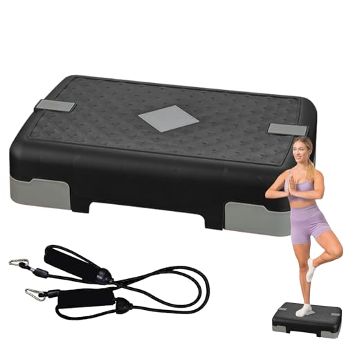 Exercise Step Exercising Training Steppers with Tension Bands | Multifunctional Aerobic Stand for Adults Men Women Indoor Home Sports Floor Exercising - color: Gray