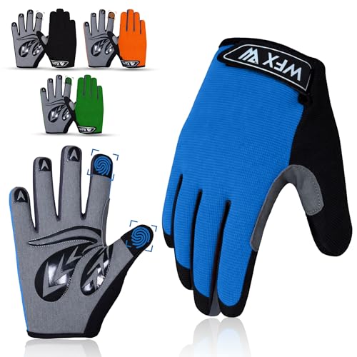 WFX Cycling Gloves Toddler Mountain Bike Handlebar Grips Gel Padding Full Finger Baseball Glove Workout Football Gloves Youth Boys 6-12 Kids Gardening Gloves MTB Gloves - color: Dark, size: S (6-8) Years Kid