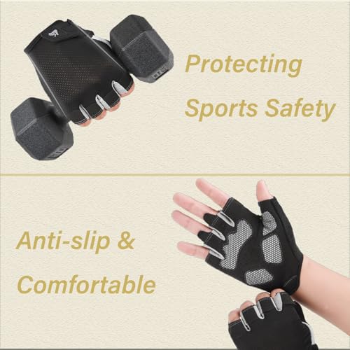FGSS Workout Gloves for Men Women Exercise Gloves for Weight Lifting Fitness Cycling Gym Training with Grip Cushion Pads - color: Black-M