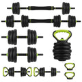 Adjustable Dumbbell Set, 44/66/88 Lbs Free Weight Dumbbells Set, 4 in 1 Dumbbells Set Used As a Kettlebell, Barbell, Push Up Stand, Exercise & Fitness for Home Gym, Black & Green - size: 88 LB-Round