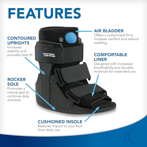 United Ortho Short Air Cam Walker Fracture Boot, Extra Large, Black - size: Extra Large