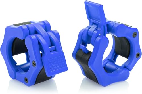 USA Made Olympic Barbell Collar 2 inch Quick Release Pair of Locking 2" Pro Weight Bar Plate Locks Clamp Clips for Workout Weightlifting Fitness Training - color: Blue, style: Made in USA