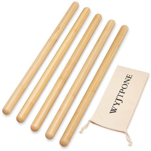 Bamboo Massage Sticks,Guasha Massage Roller Tool for Body Shaping & Relaxing Muscles 5pcs (0.78Inch*15Inch) - size: 0.78Inch*15 Inch