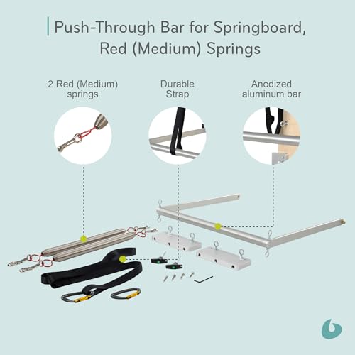 Balanced Body Pilates Springboard, Wall Mounted Pilates Workout Equipment for Home Gym or Studio Use, Pilates Exercise Equipment with Resistance Springs - color: Red (Medium Resistance Springs)