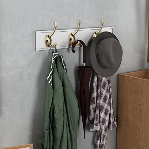 IBosins 32 Pack Antique Brass Coat Hooks Wall Mounted with 64 Screws Retro Double Hooks Utility Hooks for Coat, Scarf, Bag, Towel, Key, Cap, Cup, Hat - color: 32 Pcs Antique Brass