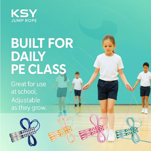 KSY Kids Jump Rope (Crystal Series) – Durable PVC Jump Rope for Kids Ages 6-12 – Lightweight, Adjustable, and Tangle-Free – Made in Korea - color: Red