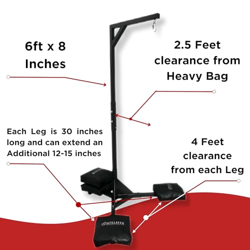 Outslayer Heavy Duty Punching Bag Stand - 7.8ft / 6.8ft Heavy Bags up to 350lbs - Made in USA - Filled or Unfilled Sandbags - Easy Assembly - size: 6'8 Ft Heavy Duty Stand, style: With FILLED Sand Bags