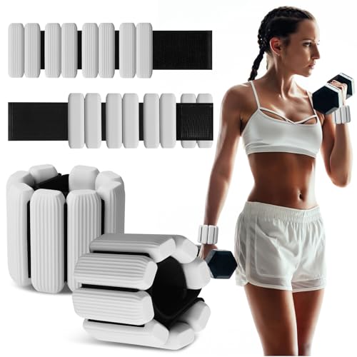 Wrist Weights Set of 2, Wearable Wrist Ankle Weights for Women & Men, Silicone Weighted Bangles Adjustable Arm and Leg Weights for Walking Yoga Pilates Running Dance Gym 2lb - color: Grey