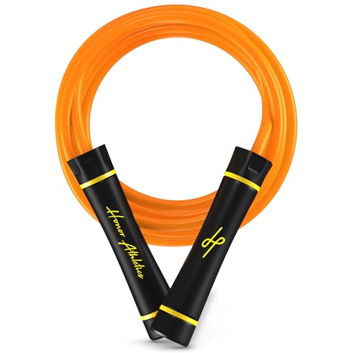 Honor Athletics 3.0 Muay Thai Style Weighted Jump Rope/Crafted for High-Intensity Training/Muay Thai & MMA - Lasting PVC Jump Rope - Heavy 1.1lb PVC Jump Ropes for Fitness - color: Neon Orange