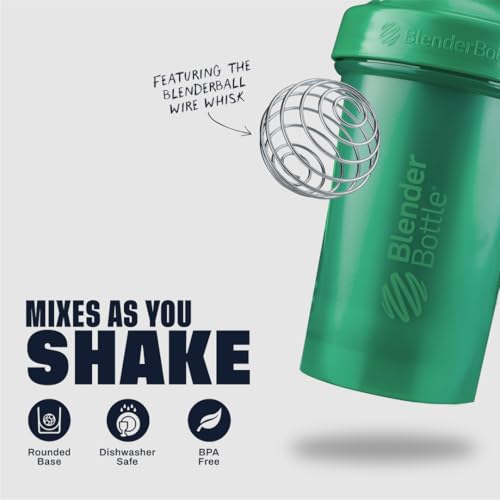 BlenderBottle Classic V2 Shaker Bottle Perfect for Protein Shakes and Pre Workout, 20-Ounce, Emerald Green - color: Emerald Green, size: 20 Ounces
