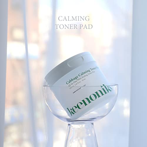 keenoniks Cooling & Pore Care Toner Pads – Redness Relief + Gentle Peeling with Cabbage Extract & PHA – Korean Skincare - 70 Pads (5.07 oz) - color: Green