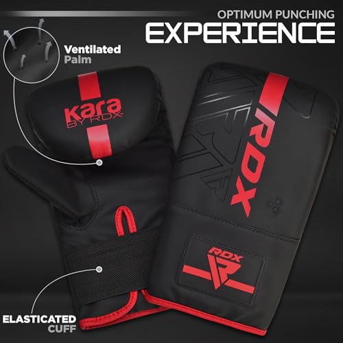 RDX Boxing Pads and Bag Gloves Set, Maya Hide Leather Kara Hook and Jab Training Pads, Curved Focus Mitts for MMA, Muay Thai, Kickboxing Coaching, Martial Arts, Punching Hand Target Strike Shield - color: RED