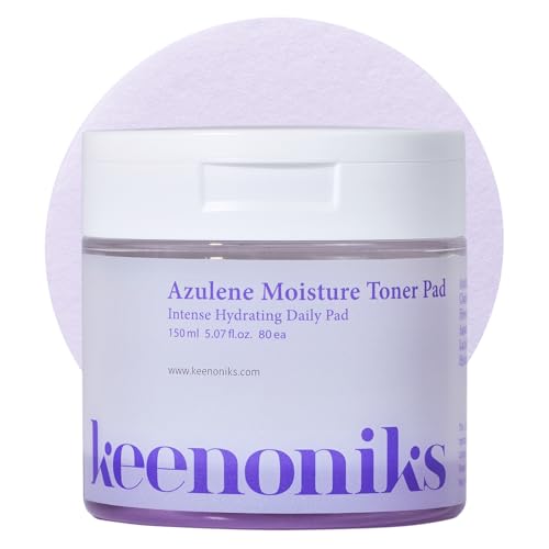 keenoniks Moisture Recovery Toner Pads for Dry, Sensitive Skin – Soothes & Hydrates with Azulene & Chamomile – Korean Skincare - 80 Pads (5.07 fl oz) - color: Purple