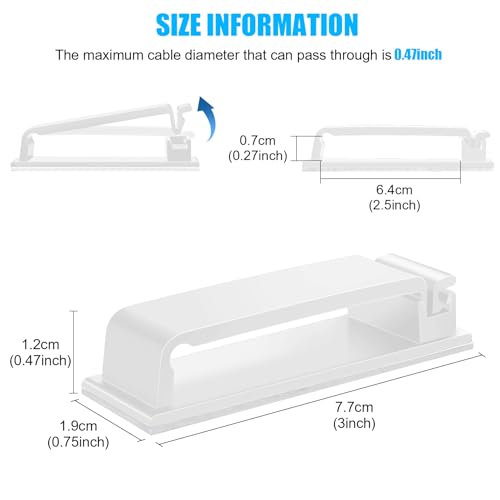 XHF 40 PCS Self Adhesive Cable Clips(XL) White,Wire Clips Cable Management Wire Organizer Cord Holder for Under Desk, Car, Wall, TV PC Ethernet Cable - color: White, size: XL-40PCS