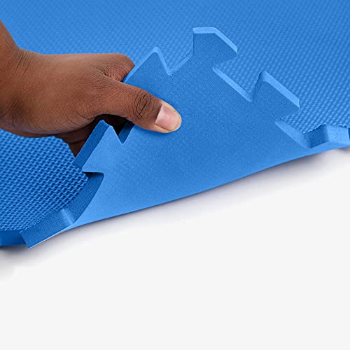 Flooring Inc's Puzzle Exercise Mats, EVA Foam Interlocking Floor Mats for Protective, Cushioned Workout Flooring for Home and Gym Equipment, Multiple Sizes & Colors - color: Blue, size: 1/2" Thick