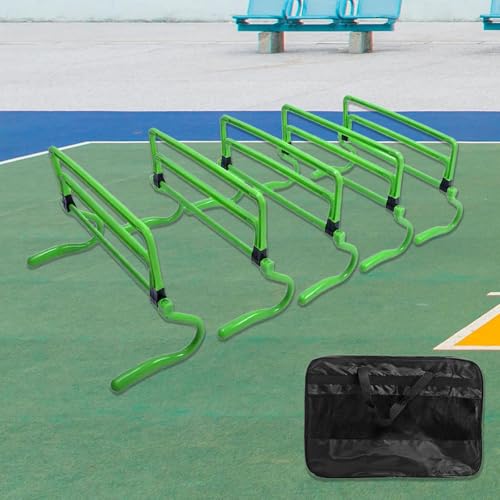 5X Agility Hurdles Obstacles Improves Strength Adjustable Speed Hurdles for Soccer Athletes Basketball Running Indoor Outdoor - color: Green