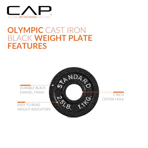CAP Barbell 2-Inch Olympic Weight Plate | Multiple Options - size: 2.5 lb - Set of 6, style: Classic - Black